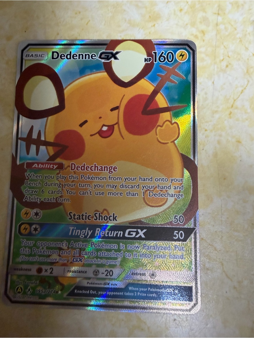 Pokémon Dedenne-GX 195a/214 Alternate Art Promo Holo Unbroken Bonds